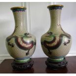 Pair of large Chinese cloisonne vases