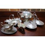 Five silver plated serving item