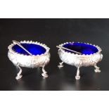 Pair HM sterling silver open salts