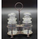 Victorian EP two pickle jars in plated stand