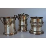 Three various silver plated bottle holders