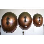 Three Victorian copper meat domes