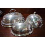 Two Victorian silver plate meat domes
