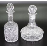 Two Stuart cut crystal ships decanters