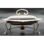 Silver plate heated entree dish