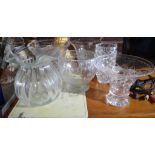 Six various crystal vases