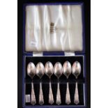 Boxed set of sterling silver coffee spoons