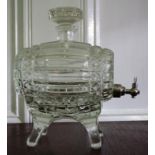 Cut crystal brandy barrel and stand