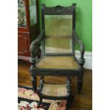 Anglo-Indian solid ebony armchair