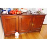 Three door antique cedar side cabinet