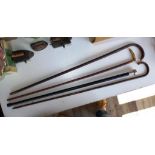 Four various walking sticks