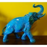 Blue glazed elephant