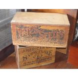 Two timber advertising boxes