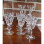 Nine Waterford crystal port glasses