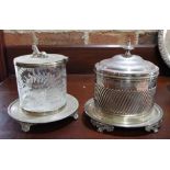 Two silver plated Victorian biscuit barrels