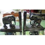 Pair of Ebony elephant bookends