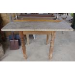 Small square pine table with granite top