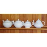 Four white teapots, including Wedgwood