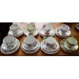 Eight various cup / saucer / plates (trios)