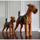 Two Royal Doulton figures of Airedale dogs