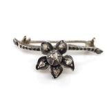 Antique diamond set silver and gold backed brooch