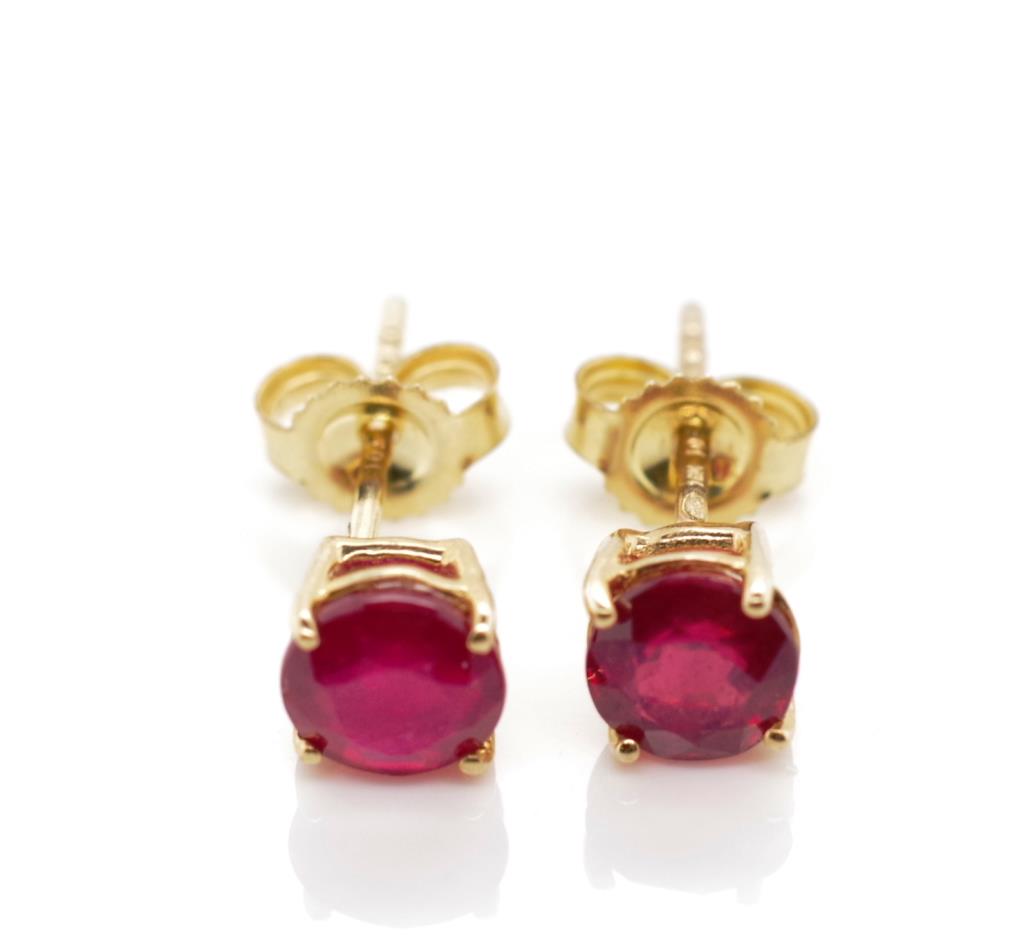 Ruby and 10ct gold stud earrings - Image 2 of 2