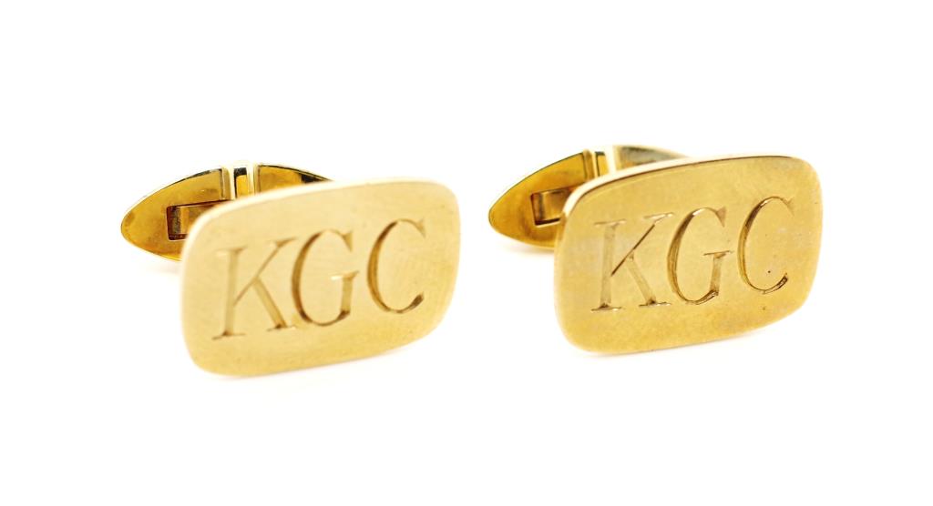 9ct yellow gold cufflinks - Image 3 of 8