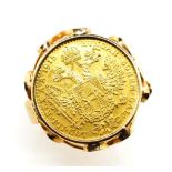 Franz Joseph 1 Ducat coin set 14ct gold ring