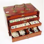 Vintage Chinese bone and bamboo mahjong set