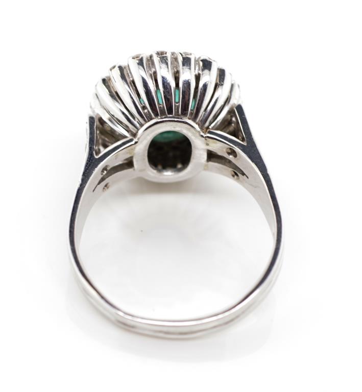 Emerald and diamond double halo ring - Image 5 of 6