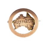 Australian 9ct rose gold map brooch