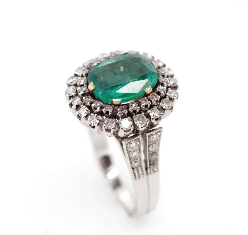 Emerald and diamond double halo ring - Image 4 of 6