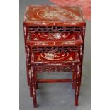 Chinese mother of pearl inlaid nest of tables