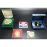 Collection four various commemorative medallions