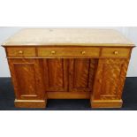 Victorian satin birch wood pedestal desk