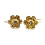 Antique 15ct & 9ct rose gold and diamond earrings