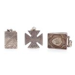 Three antique silver fob charms