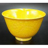 Vintage Chinese yellow ceramic tea bowl
