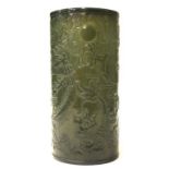 Good Chinese carved jade cylinder vase