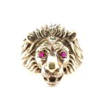Silver gilt lion ring