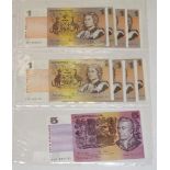 Nine Australian paper notes