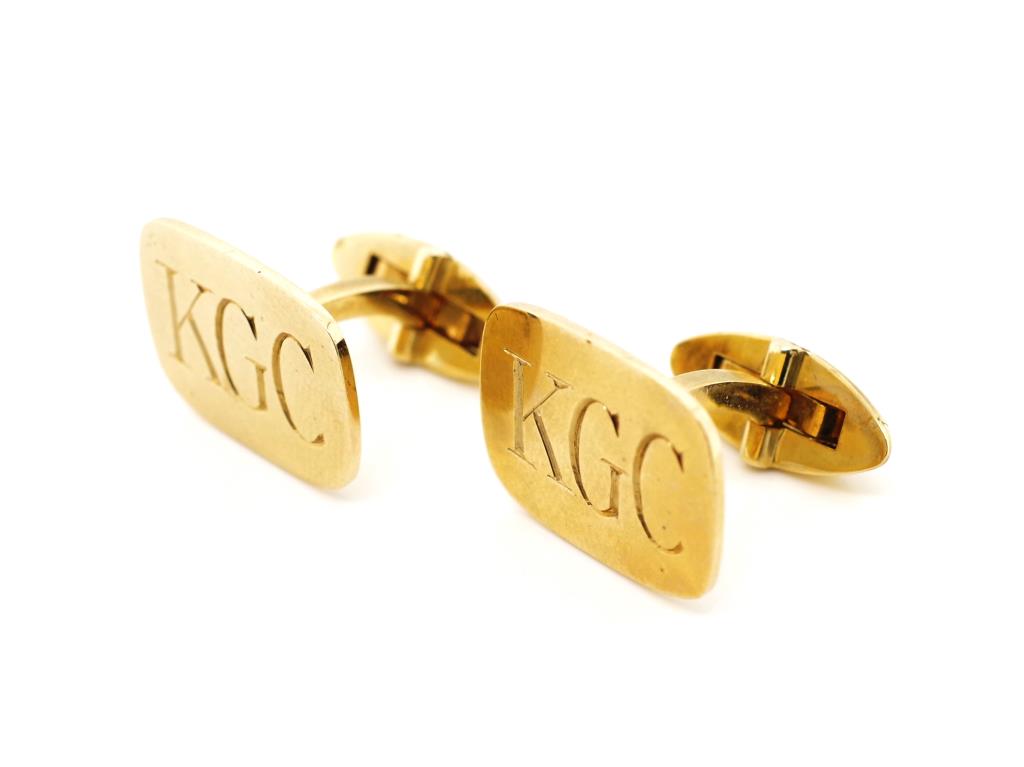 9ct yellow gold cufflinks - Image 5 of 8