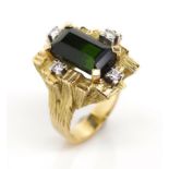 Tourmaline and diamond set 18ct yellow gold ring