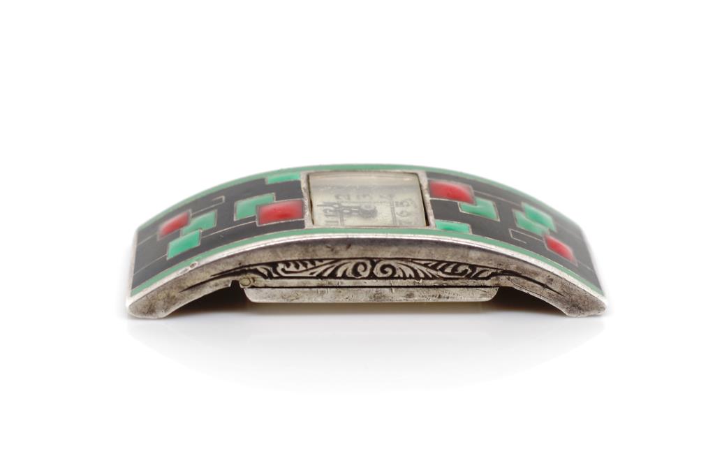 Art Deco enamel and silver watch - Image 8 of 8