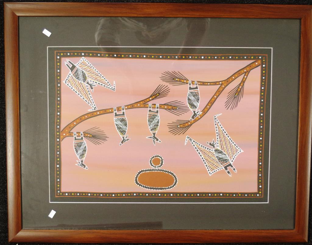 Bolda Hunter Aboriginal 'Gonyban"acrylic on paper - Image 3 of 6