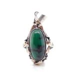 Silver and green agate pendant