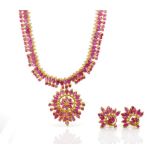 Indian ruby set necklace and earrings