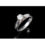 Solitaire diamond and 18ct white gold ring