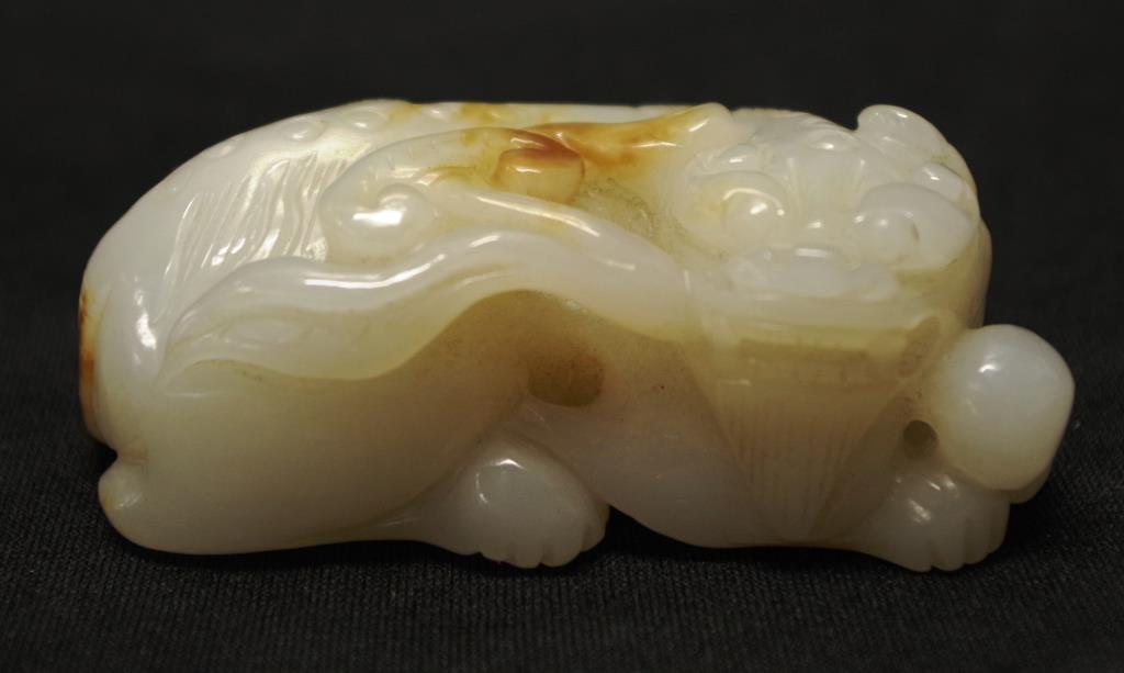 Chinese carved white jade Qilin - Image 2 of 8