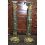 Pair of French green marble columns